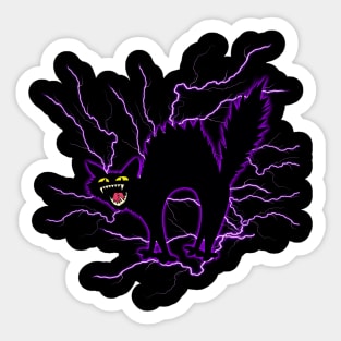 Funny Black Cat Crazy Cat Mom Cat Dad Lightning Sticker